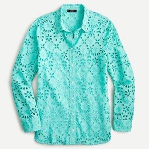 J.Crew Eyelet Shirt in Bright Spearmint